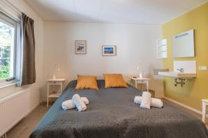 a bedroom with a large bed with two pillows at Landhuis Tempelierweg 23 in Den Burg +13 photos