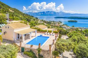 an aerial view of a villa with a swimming pool at Villa Morfeas in Nydri