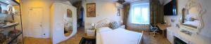two pictures of a room with a kitchen and a bathroom at ApartHotel SAVAS 2 Apartments in Kaunas and parking in Kaunas