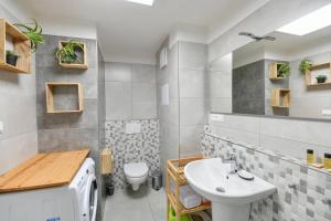 a bathroom with a sink and a toilet at Relax in Korzo Lipno in Lipno nad Vltavou