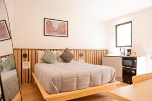 a bedroom with a large bed in a room at Patio 7 Studios in San Miguel de Allende