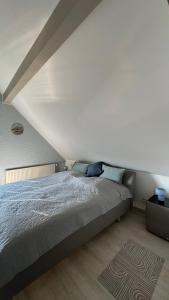 a bedroom with a bed in a white room at Ferienhaus Sandbrise in Zingst