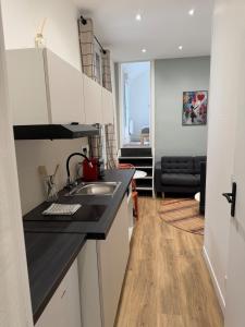 a kitchen with a sink and a counter top at Duplex T2 cosy - Hyper Centre - Parking privé in Bourges