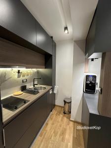a small kitchen with a sink and a microwave at Vila Golija StudiovetKop in Kopaonik +30 photos