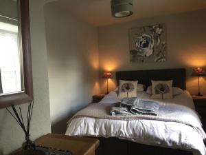 una camera da letto con un letto e asciugamani di Brookvale Cottage a Downpatrick