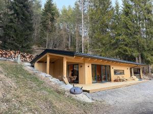 a house in the woods with a lot of wood at Steinberghaus am Rofan in Steinberg am Rofan