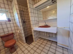 a small bathroom with a toilet and a sink at Genderens Buiten in Genderen +29 photos