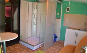 a shower with a glass door in a room at IG Art in Cusco +74 photos