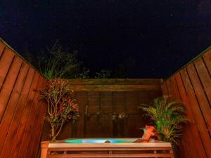a rooster sitting in a bath tub at night at Holistic retreat Coco in Ishigaki Island