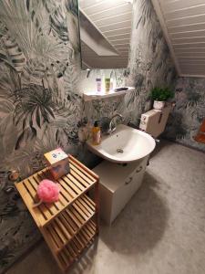 a bathroom with a sink and a sink at Helga's Candy Ranch in Lindberg