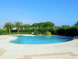 una gran piscina en un patio con árboles en Studio Ile Cannes Marina, en Mandelieu-la-Napoule