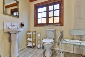a bathroom with a toilet and a sink and a mirror at Cinzaco Dullstroom in Dullstroom +62 photos