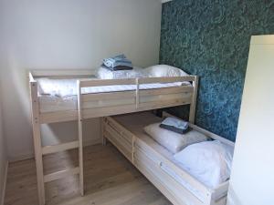 two bunk beds in a small room at Vechtdal Chalet de Wilg in Rheezerveen