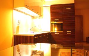 Apartament Luxusにあるキッチンまたは簡易キッチン