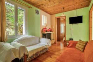 a bedroom with a bed and a tv and a couch at Villa Liana in Frikes