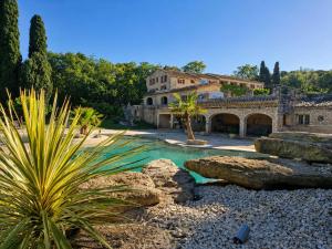 a house with a swimming pool in a yard at LA GRANGETTE in Velleron