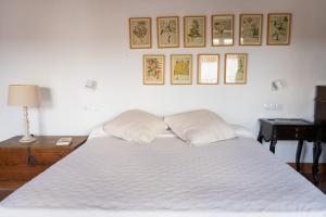 a white bed with two pillows on top of it at Cortijo El Solano in Antequera