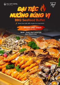 a bunch of different types of food on display at FLC City Hotel Beach Quy Nhon in Quy Nhon