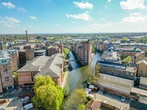 an aerial view of a city with a river at Cocoa Loft - parking included in York