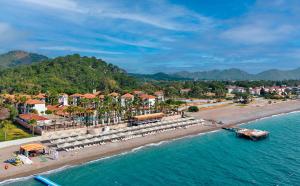 an aerial view of a beach with a resort at Fun Sun Smart Akman Beach in Kemer