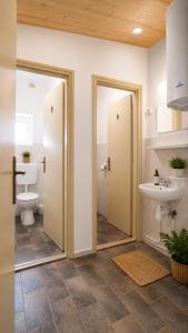 a bathroom with a toilet and a sink at Szabó Tanya Nyim in Nyim +23 photos
