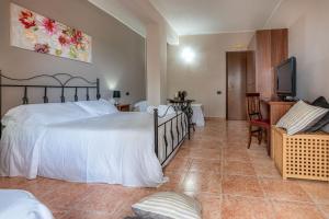 a bedroom with a large bed and a television at Hotel Ristorante L'Orizzonte in Le Castella
