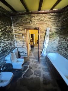 a bathroom with a tub and a toilet and a sink at Herdade Do Vale Coelheiro in Toulões +20 photos