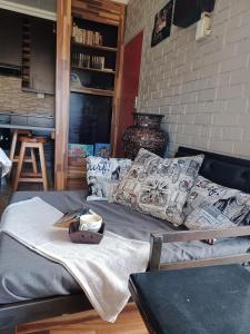a bed with pillows on it in a room at Duncan Garden Cottage in Brakpan