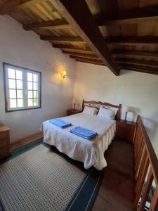 a bedroom with a bed and a window at Cabana do Compadre in Vila Nova da Baronia