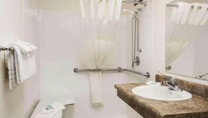 a white bathroom with a sink and a toilet at Magnuson Grand Rushmore View in Keystone