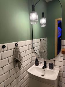 a bathroom with a sink and a mirror at Kuća za odmor Gaia in Vukovar +29 photos