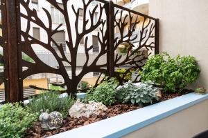 a window sill with a tree and some plants at Renzi 23 in Cattolica