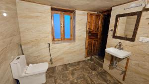 ein Badezimmer mit Toilette und Waschbecken in der Unterkunft Parvatis Lap Villa & Hostel in Kasol