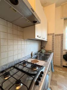 a kitchen with a stove and a sink at Casa del Pepo in Segrate