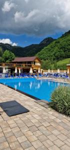 a large swimming pool with chairs and a building at Cabana Denny in Mărişel