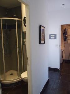 ein Bad mit einer Dusche und einem WC in der Unterkunft L'excelsior in Bandol