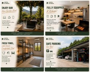 a collage of photos of a flyer for a house at Hostel In Ferzol in Zahlé