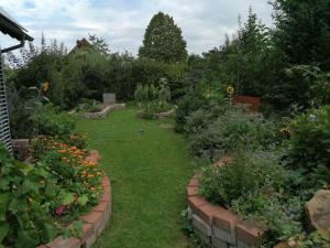 a garden with many different flowers and plants at Ferienhaus Nebenan Plus in Ebern +21 photos