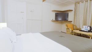 ein Hotelzimmer mit Bett und Fernseher in der Unterkunft Colonial 44 in Kohīma
