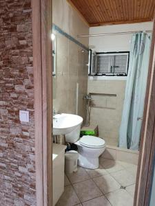 a bathroom with a toilet and a sink at Αγρόκτημα Βερνικο in Paráplati +34 photos