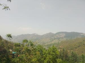 a view of a valley with mountains in the background at Skoon b&b homestay in Shimla