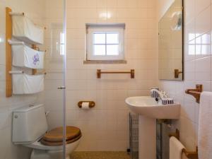 a bathroom with a toilet and a sink at Quinta da Padrela Winery House in Tabuaço