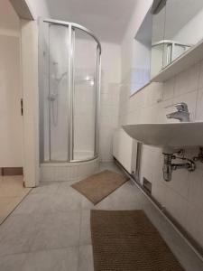 a bathroom with a sink and a shower at Ferienwohnung in Reichenau an der Rax in Reichenau