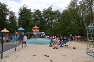 a group of people playing in a playground at Mini-chalet - Vakantiepark 't Urkerbos in Urk