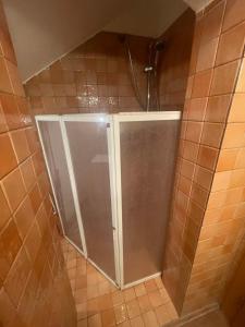 a shower with a glass door in a bathroom at Calle del Palazzo 12 in Grado