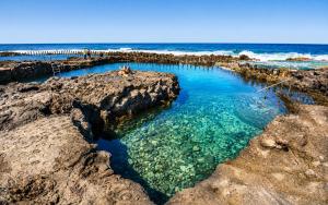 a swimming pool on the rocks at the beach at Noalys Entre Mar y Valle in Agaete