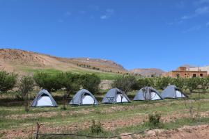 a group of tents in a field in the desert at Kol izem in Ksar el Kbir