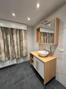 a bathroom with a sink and a mirror at The Wandering House in Tremelo +13 photos