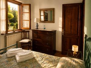 a bedroom with a bed and a dresser and a mirror at Villa Marisa in Stazzema +59 photos