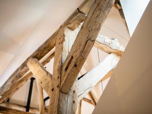 a close up ofieval wooden beams in a building at Olivers Barn - Uk42081 in East Garston